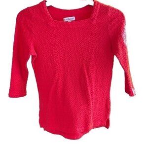 Kim Rogers Women's Small Textured Square Neckline Deep Pink Puckered‎ Fabric Top